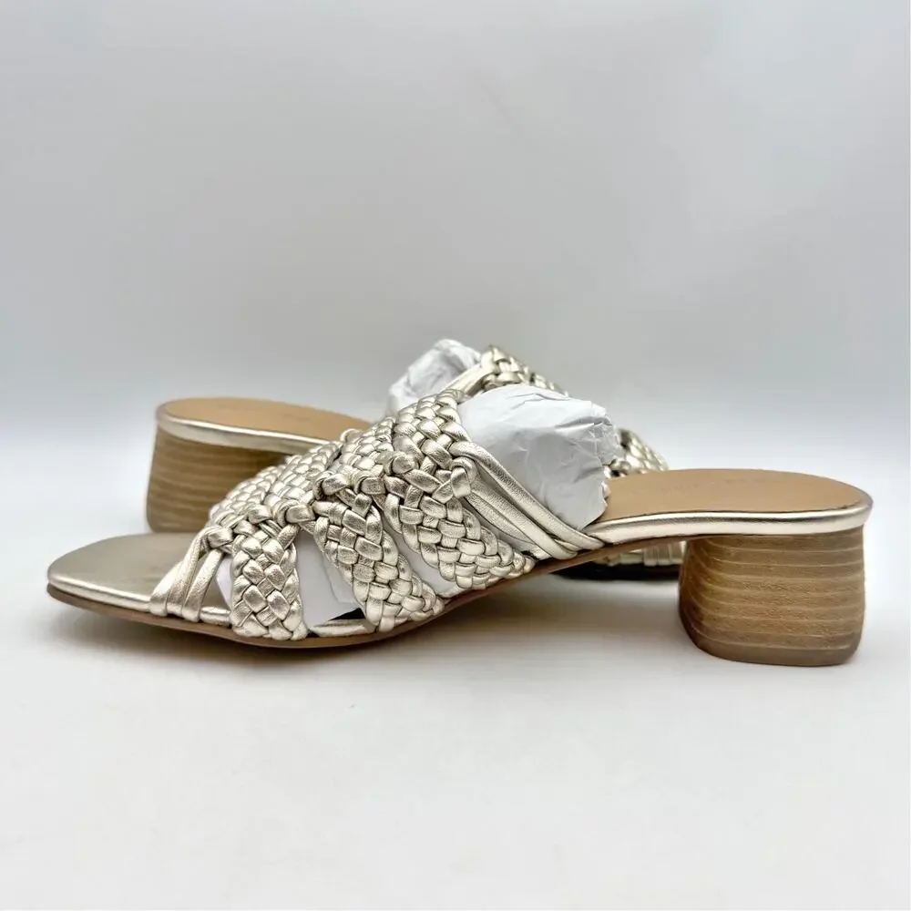 Salt + Umber Womens Riviera Braided Slide Heel Sandals EU 39 US 8 Gold EUC